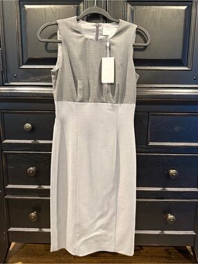 Boss Two-Tone Gray Sleeveless Midi Dress